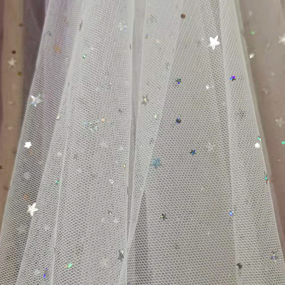 Dreamy Moon Pattern Breathable Star Pack Flowers Mesh Fabric Hexagon Glow Sequin