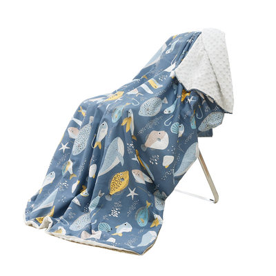 Plain Bangepig Two Layers Cartoon Cotton Embossed Soft Flannel Toddler Kids Spring Back Baby Blanket Child Seat Cover Baby Comforter
