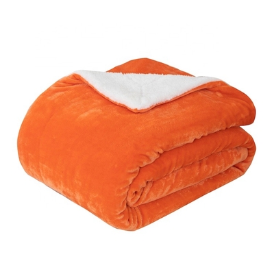 PORTABLE orange double sided super soft luxurious plush blankets for winter, small kids fur blankets, kids flannel throw blanket