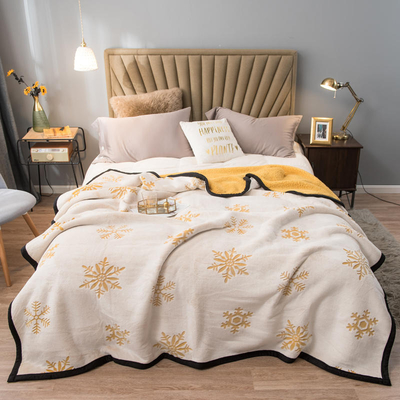 Custom Super Soft Anti-static Coral Fleece Flanne Thicken Double Layer Polyester Throw Blankets Snow Printed Blanket For Home
